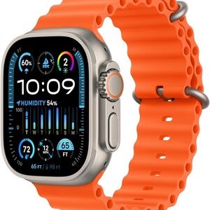 Apple Watch Ultra 2 A2987 Titanium Case with Orange Ocean Band GPS+Cellular 49mm